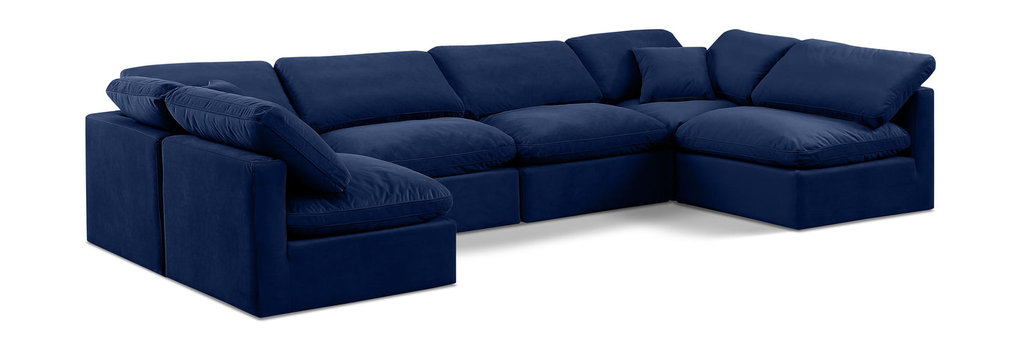 Indulge - Velvet 6 Piece Modular U-Shaped Sectional
