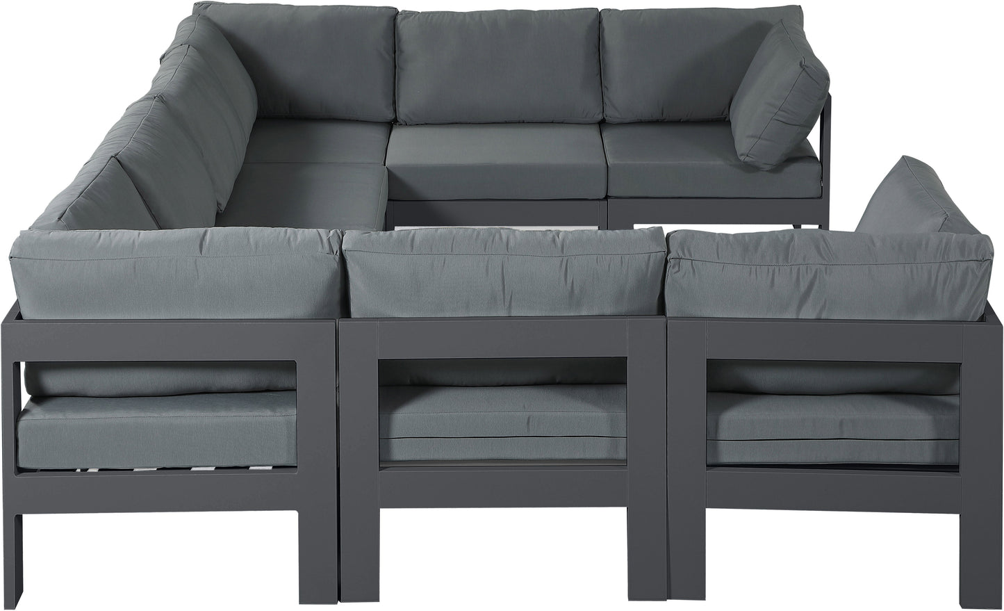 Nizuc - Outdoor Patio 8 Piece Modular Sectional With Gray Frame
