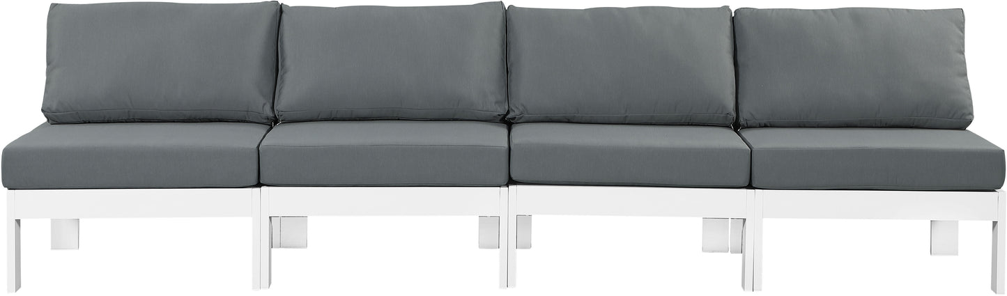 Nizuc - Outdoor Patio 4 Seat Armless Modular Sofa With White Frame