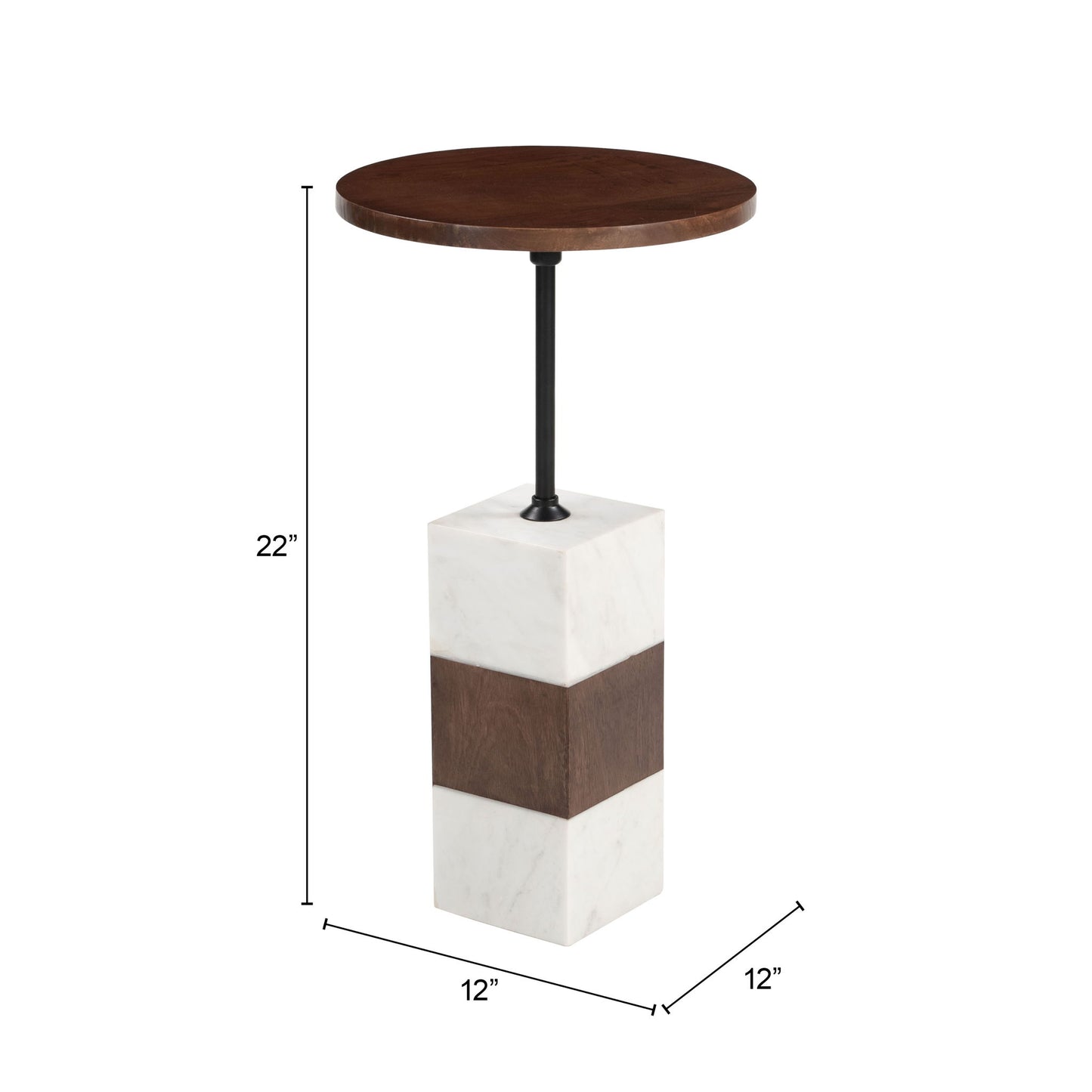 Stuk - Side Table - Brown & White