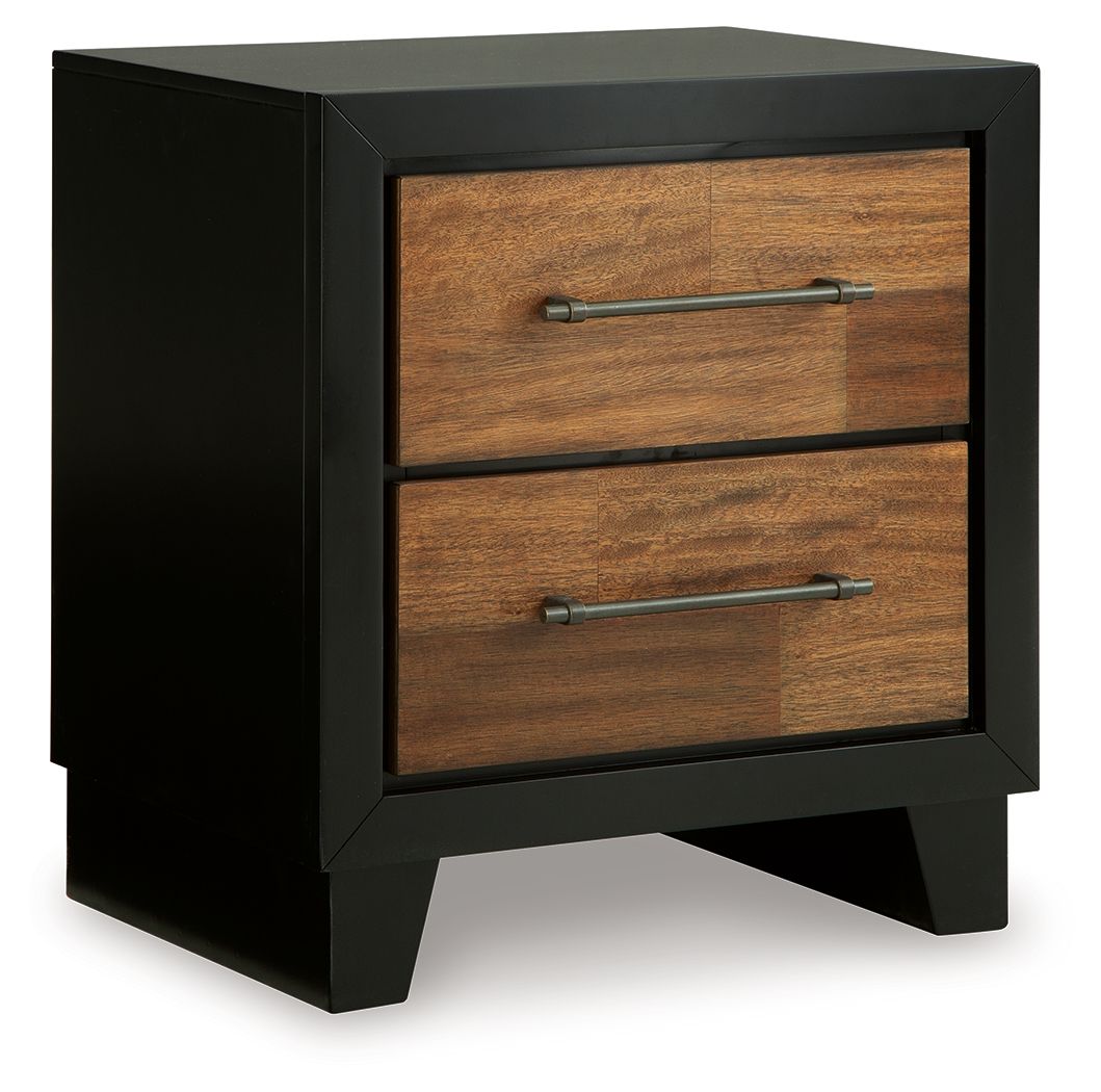 Kraeburn - Brown / Black - Two Drawer Night Stand