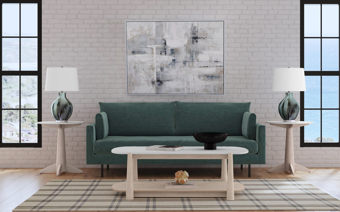 Horizons - End Table - White Oak / White Marble