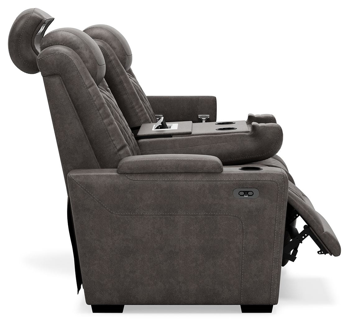 Hyllmont - Gray - Pwr Rec Sofa With Adj Headrest