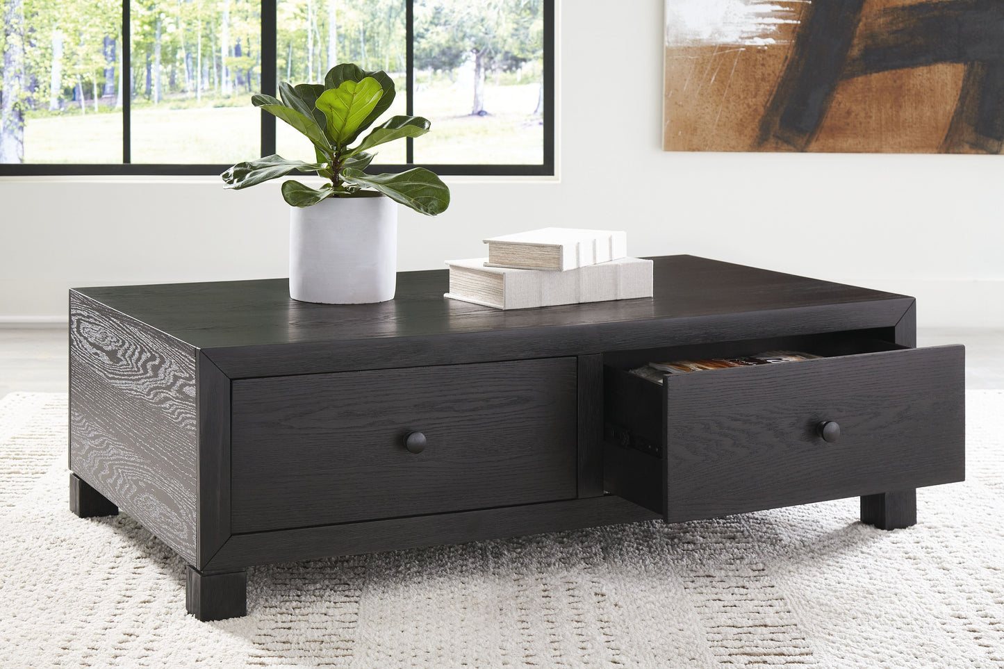 Foyland - Black - Cocktail Table with Storage