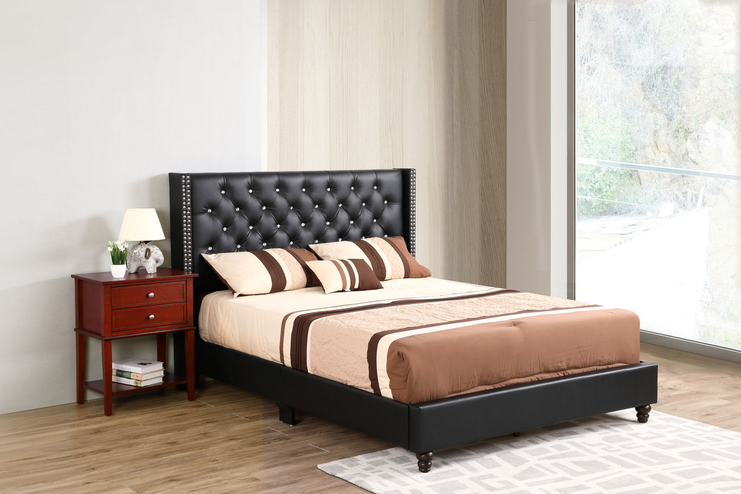 Glory Furniture - Julie - Faux Crystals Tufted Upholstered Bed