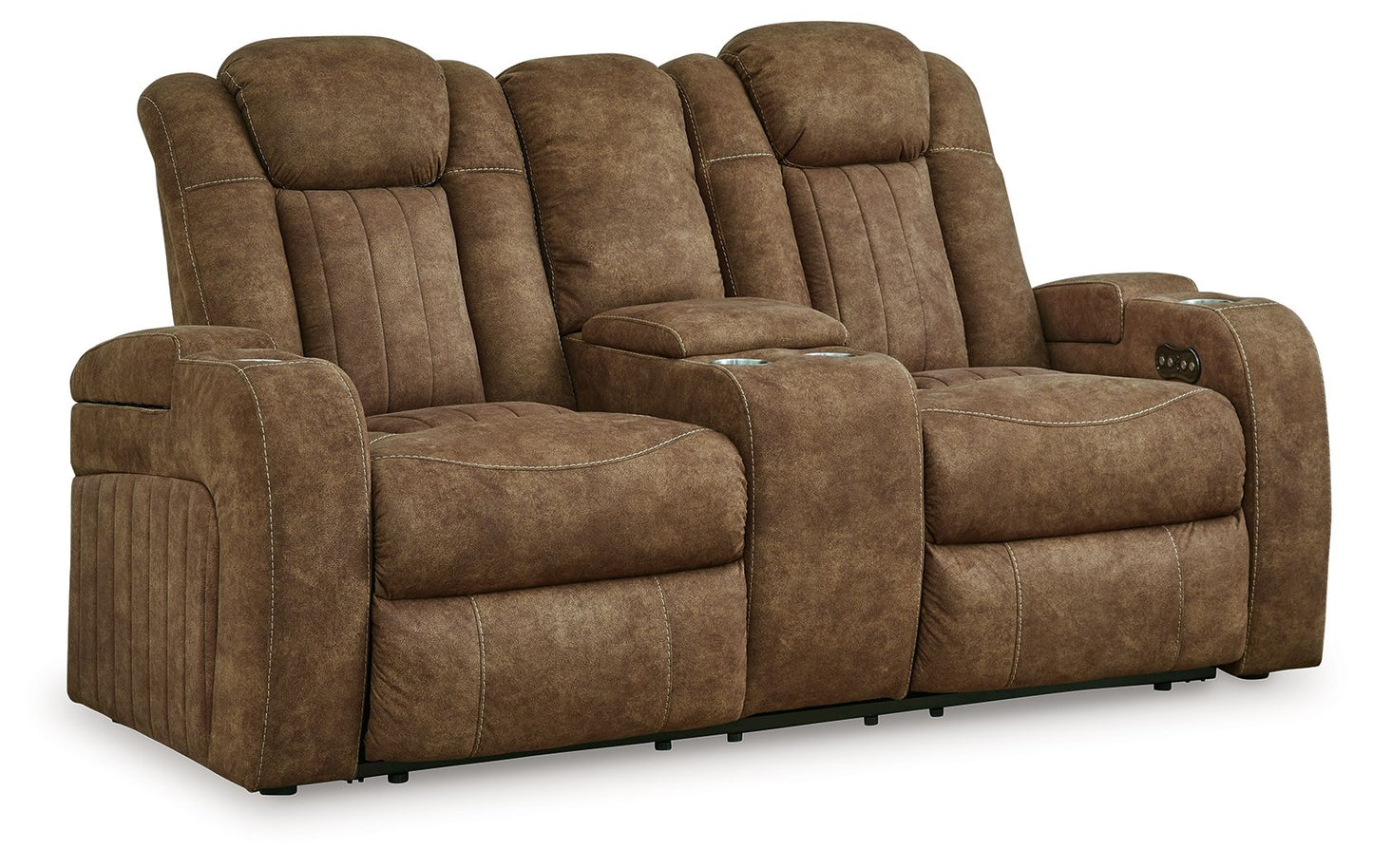 Wolfridge - Brindle - Power Reclining Loveseat With Console /Adj Hdrst