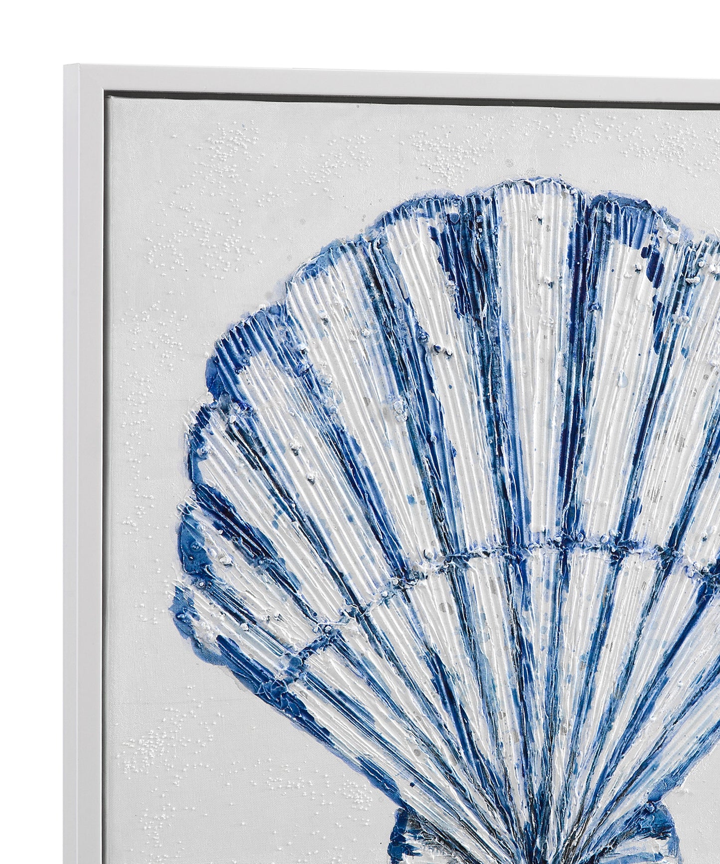 Shells Framed Canvas (Set of 4) - Blue / White