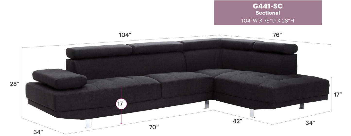 Riveredge - Fabric Sectional - Black