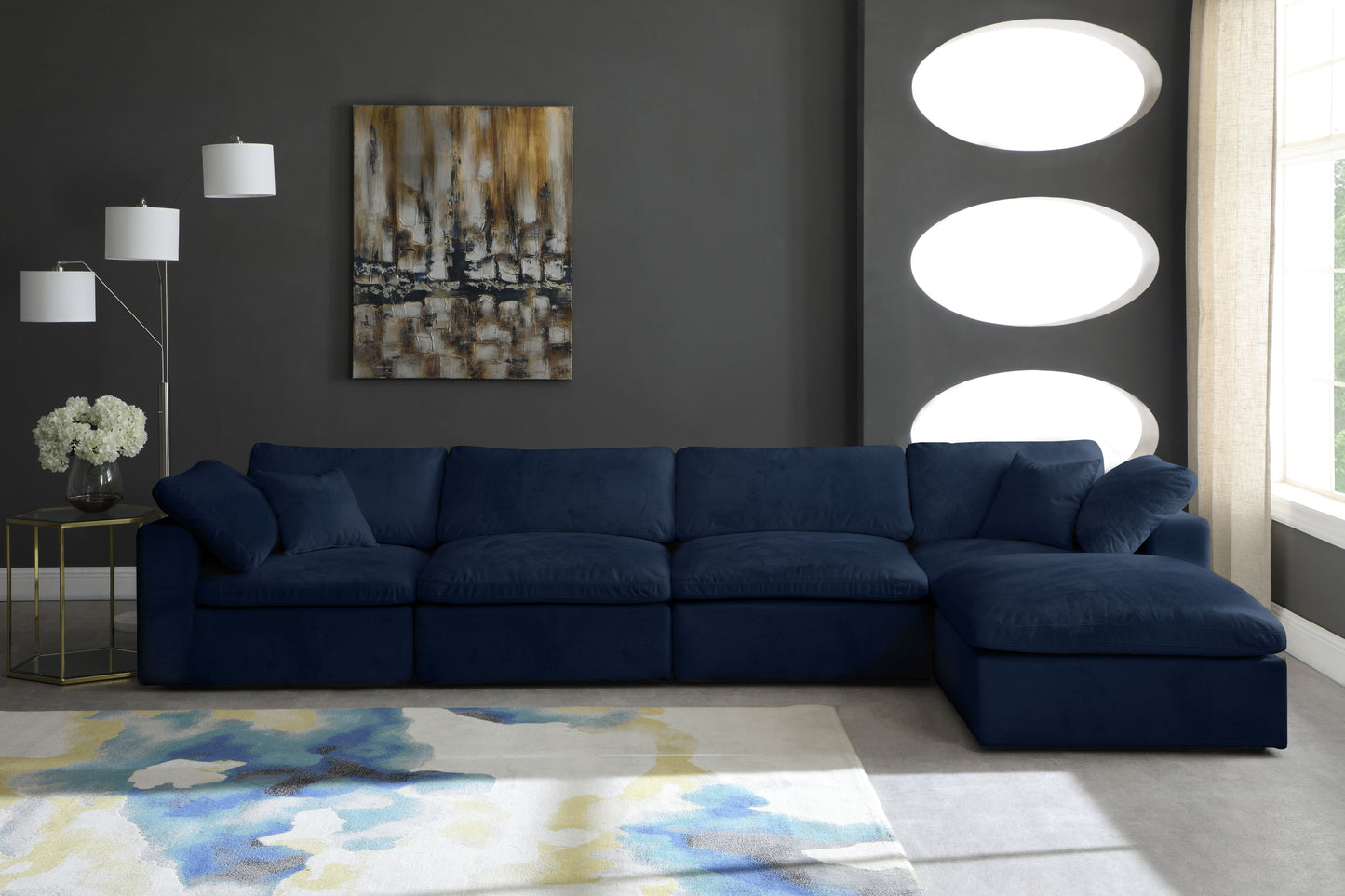 Cozy - Modular Sectional 5 Piece Cloud - Navy