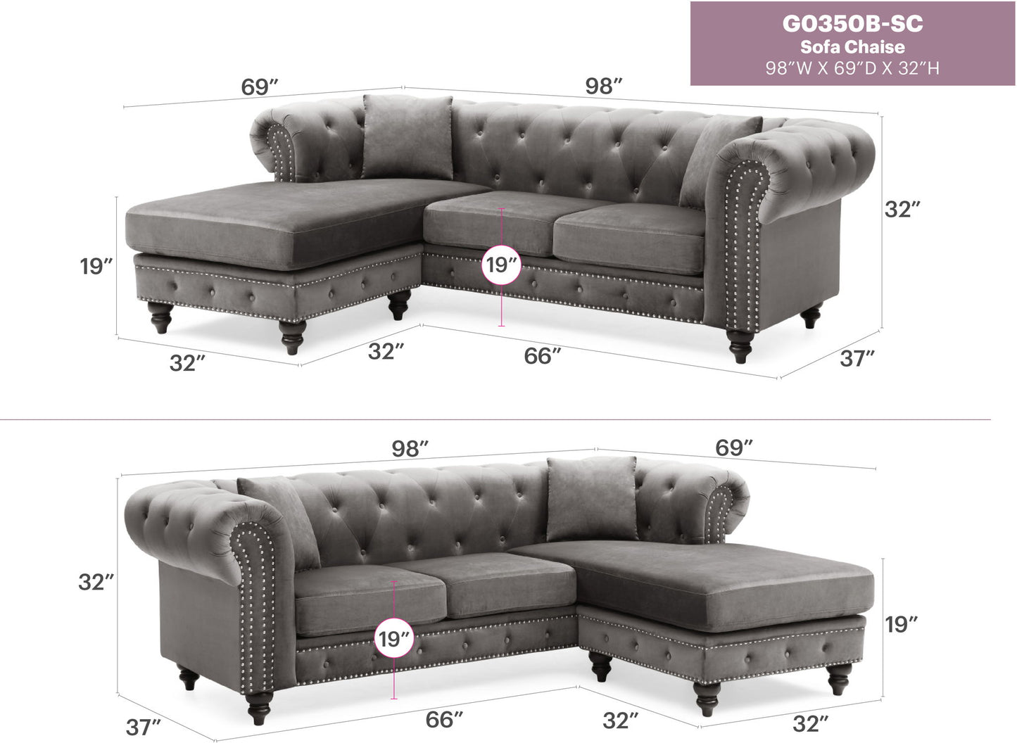 Glory Furniture - Nola - Sofa Chaise
