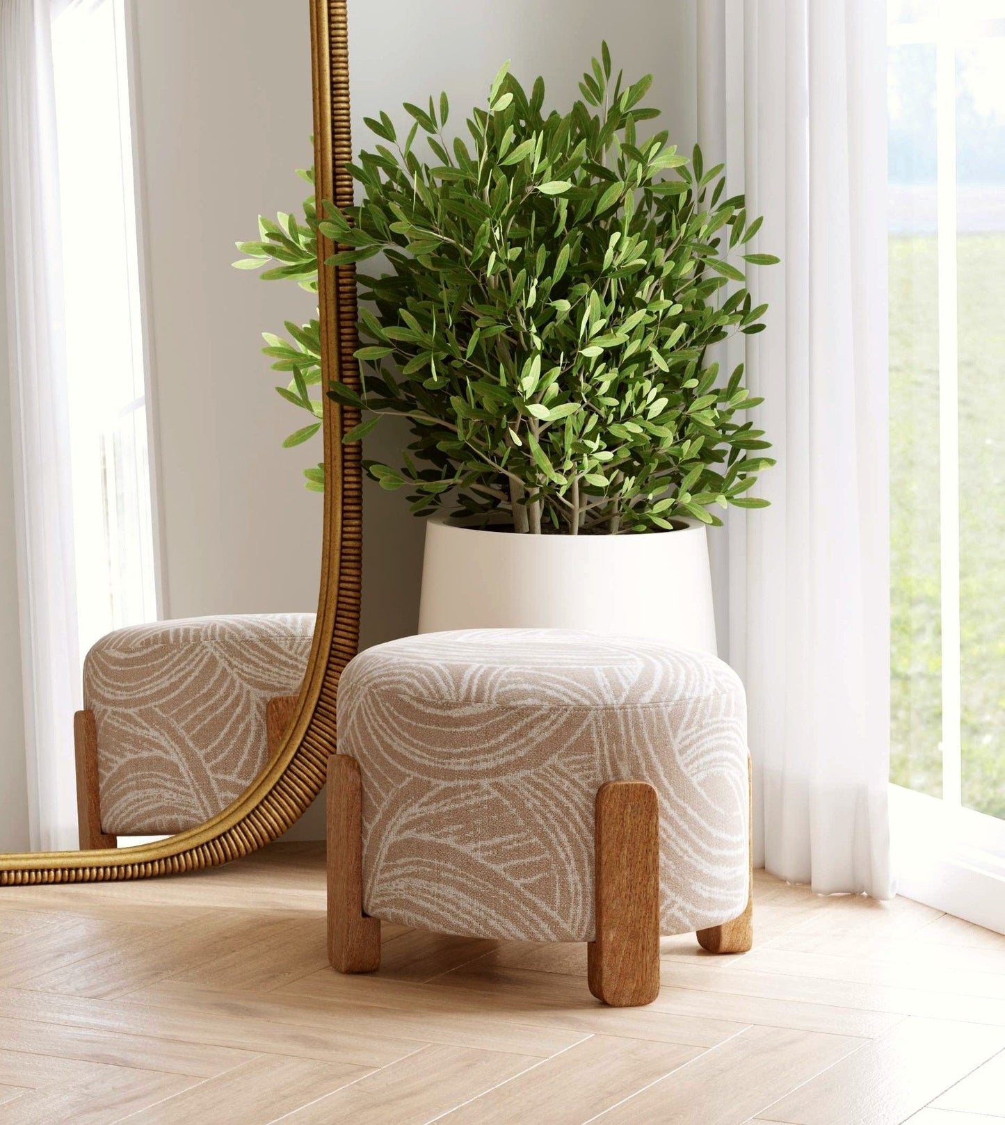 Willow - Accent Ottoman - Khaki Swirl