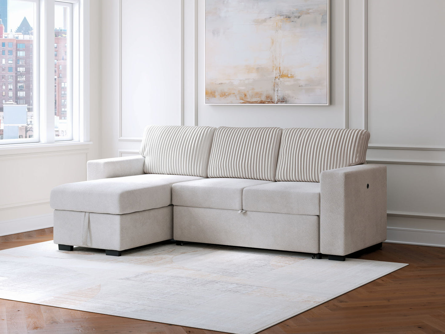 Wohlen - 2-Piece Sectional With Pop Up Sleeper And LAF Corner Chaise - Alloy