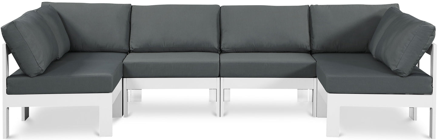 Nizuc - Outdoor Patio 6 Piece Modular Sectional With White Frame