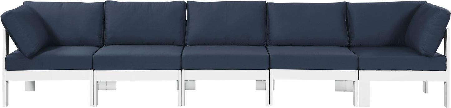 Nizuc - Outdoor Patio 5 Seat Modular Sofa With White Frame