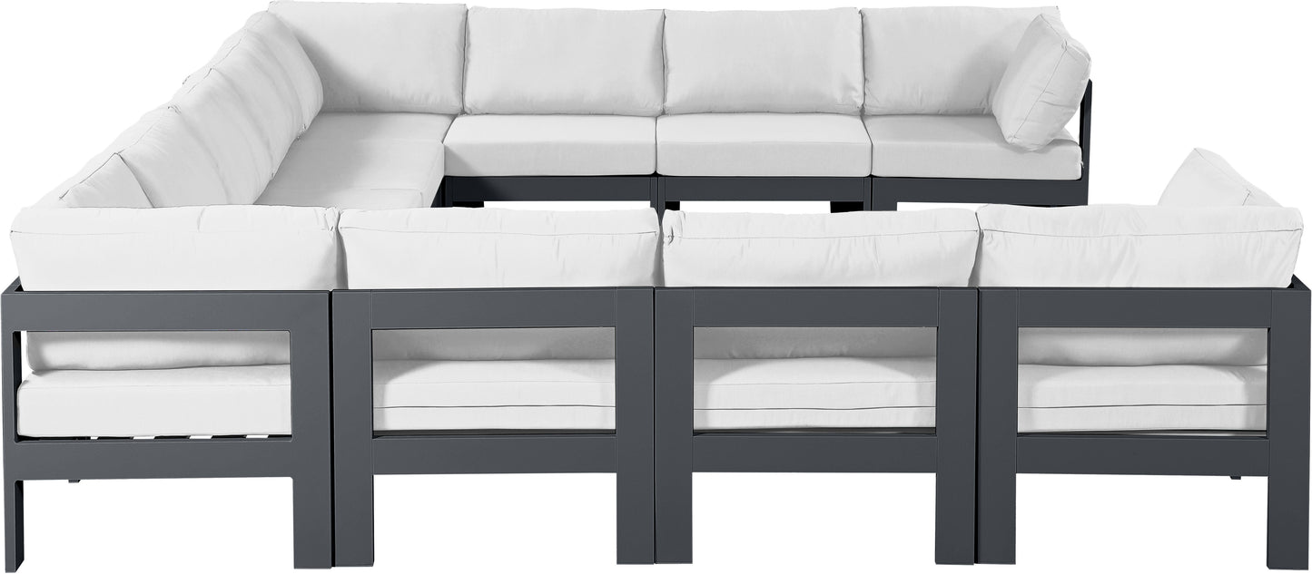 Nizuc - Outdoor Patio 11 Piece Modular Sectional With Gray Frame