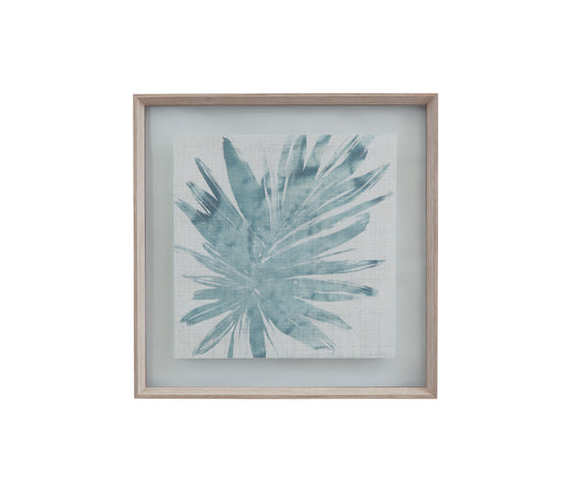 Burlap Ocean Palm III Framed Print - Light Blue