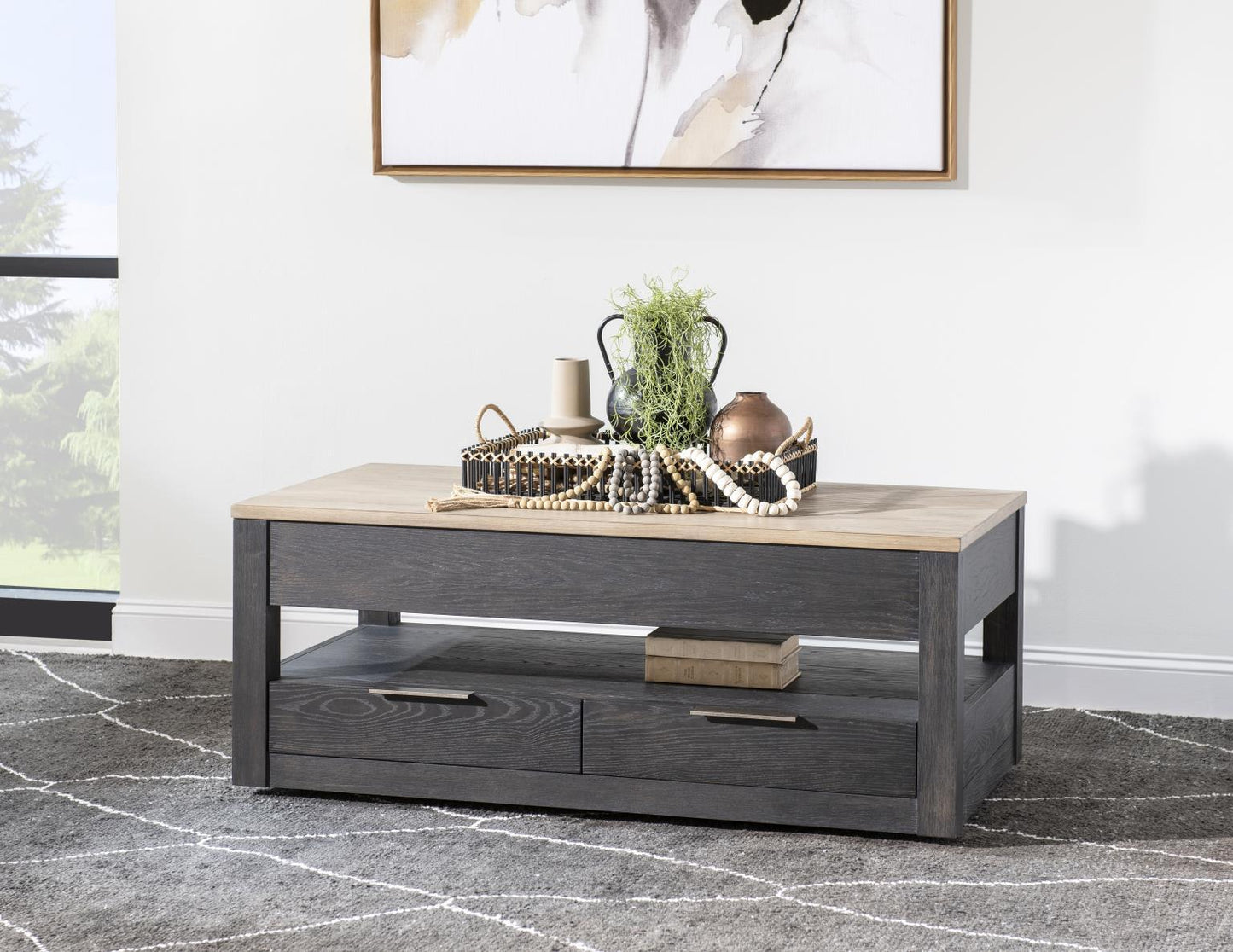 Halifax - Lift Top Cocktail Table - Flax And Java