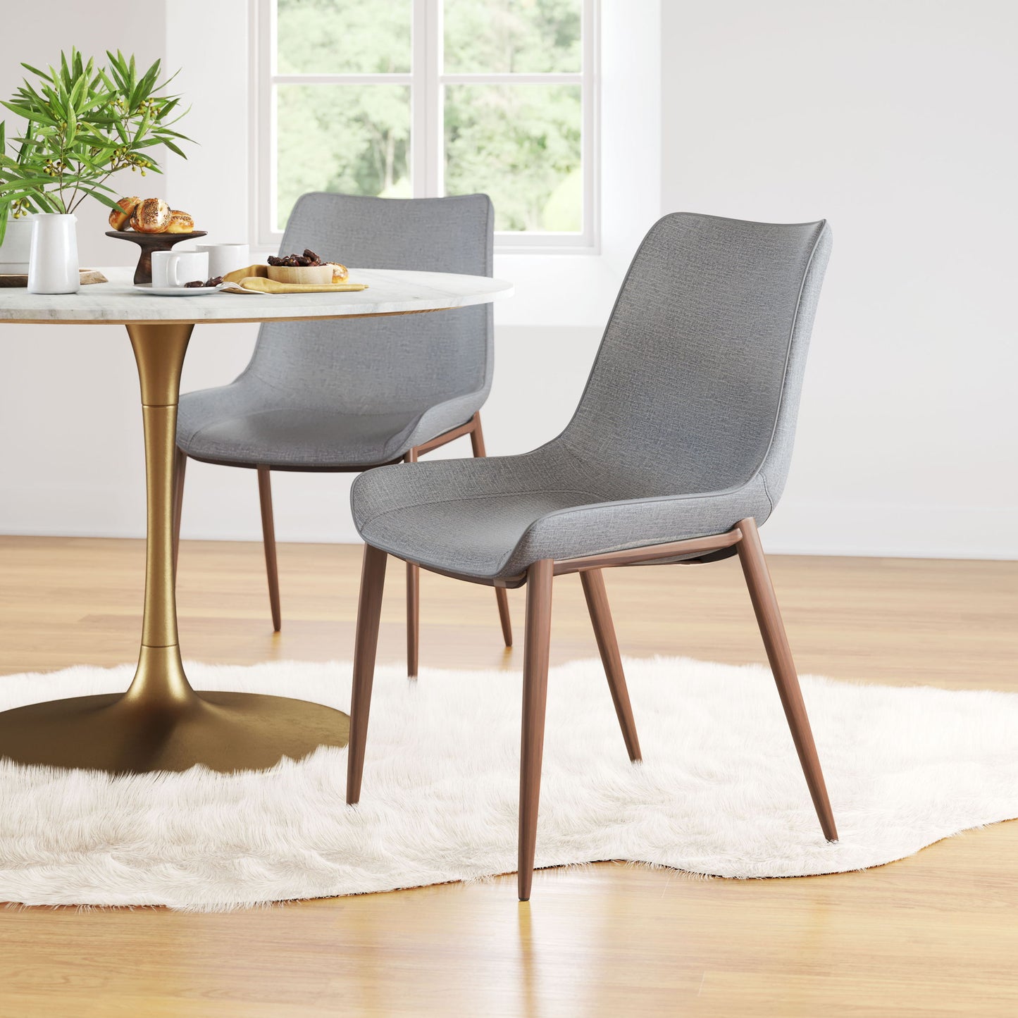 Magnus - Dining Chair (Set of 2) - Slate Gray / Walnut