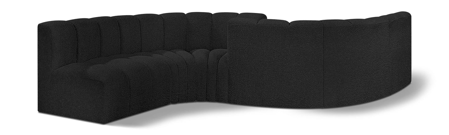 Arc - Boucle Fabric 6 Piece Modular Sofa - Black