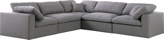 Serene - Linen Textured Fabric Deluxe Comfort Modular Sectional - Grey - Fabric