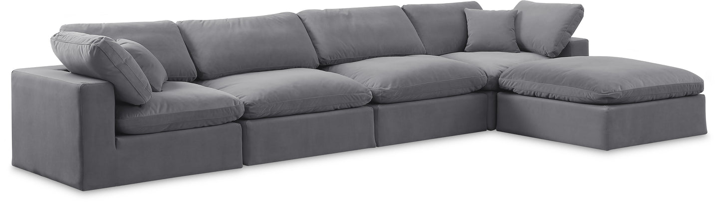 Comfy - 5 Piece Velvet Modular Sectional With Chaise