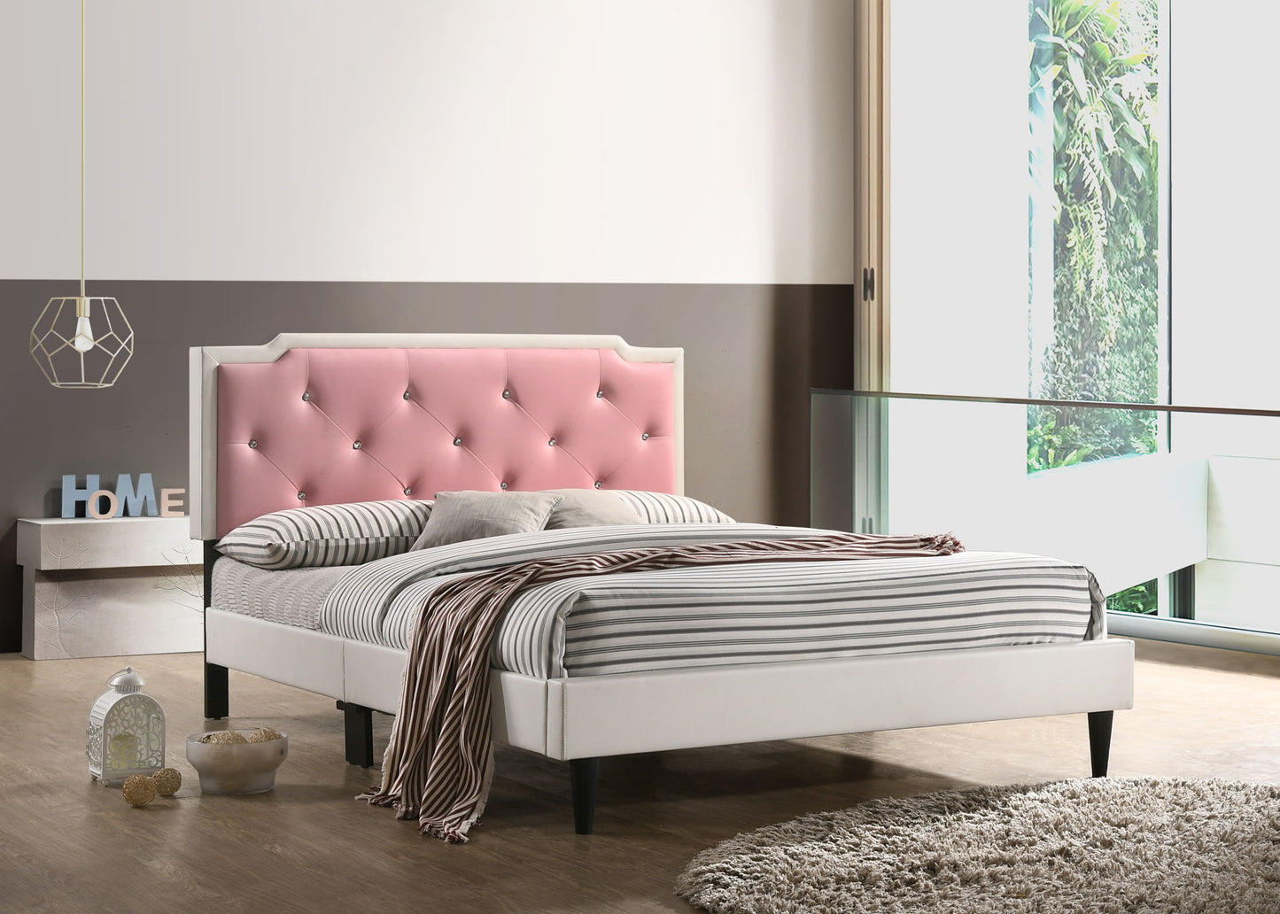 Glory Furniture - Deb - Faux Crystals Tufted Bed