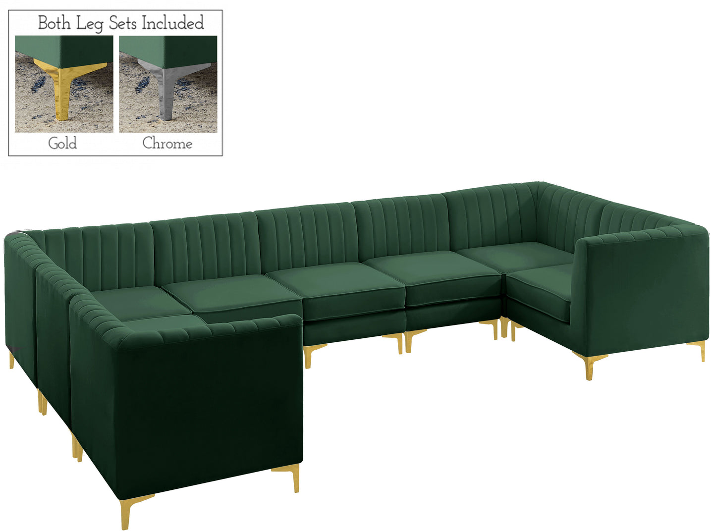 Alina - Modular Sectional 8 Piece - Green - Fabric