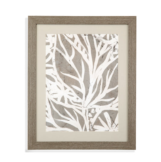 Mudcloth Foliage II Framed Print - Light Brown