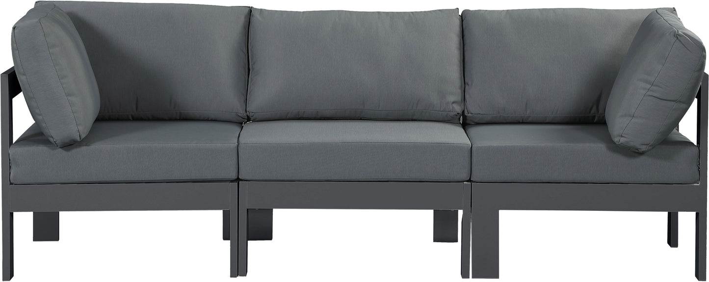 Nizuc - Outdoor Patio 3 Seat Modular Sofa With Gray Frame