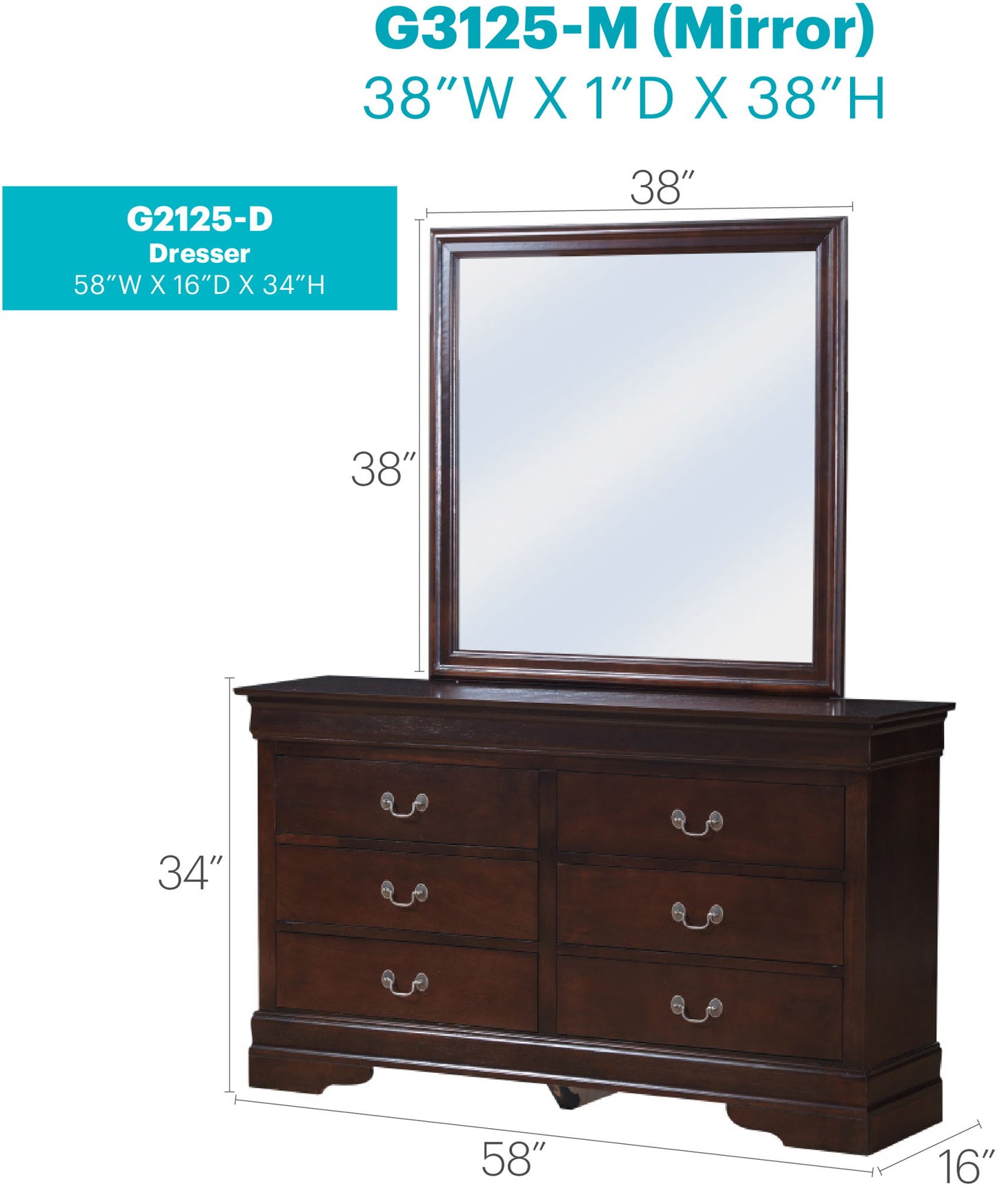 Glory Furniture - Louis Phillipe - Wooden Dresser