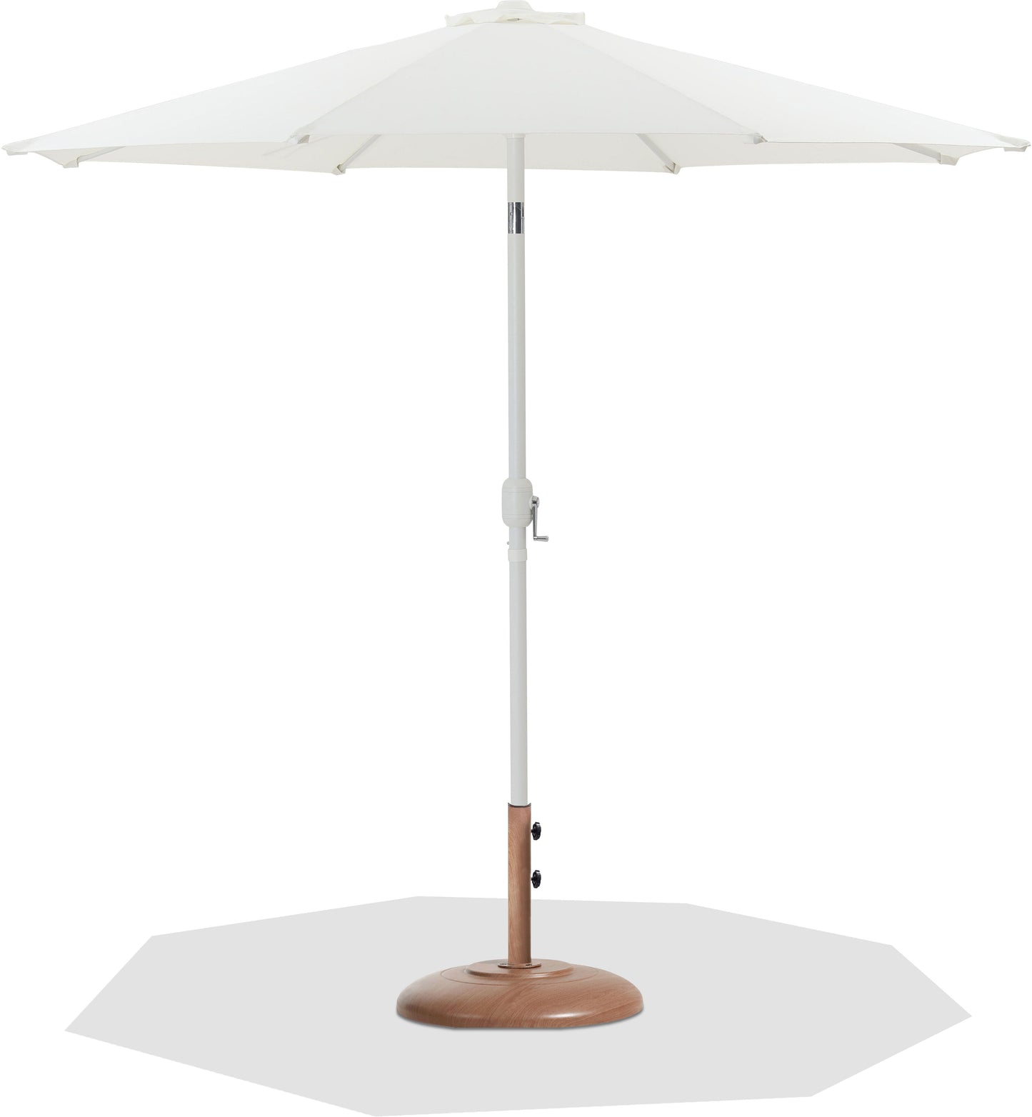Fiji - Aluminum Patio Umbrella With Round Teak And White Base