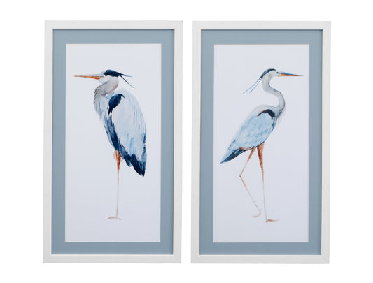 Heron Framed Print (Set of 2) - White