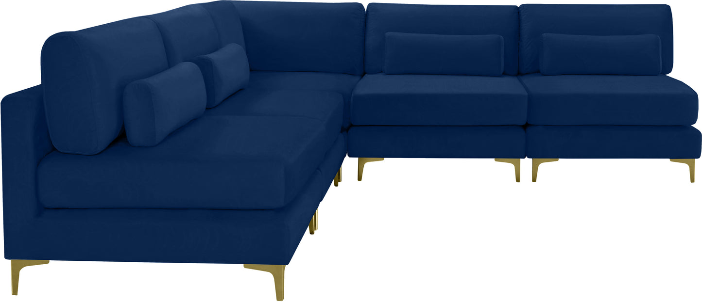 Julia - Modular Sectional 5 Piece - Navy - Fabric