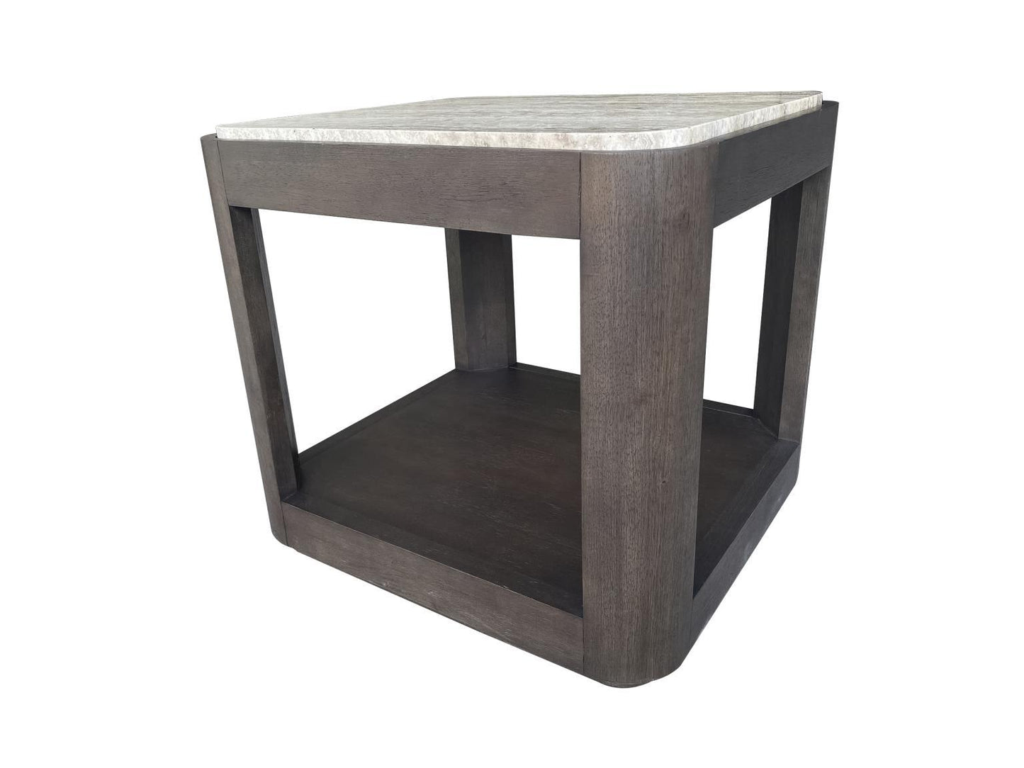Lancia - Rectangular End Table With Stone Top - Charred Oak