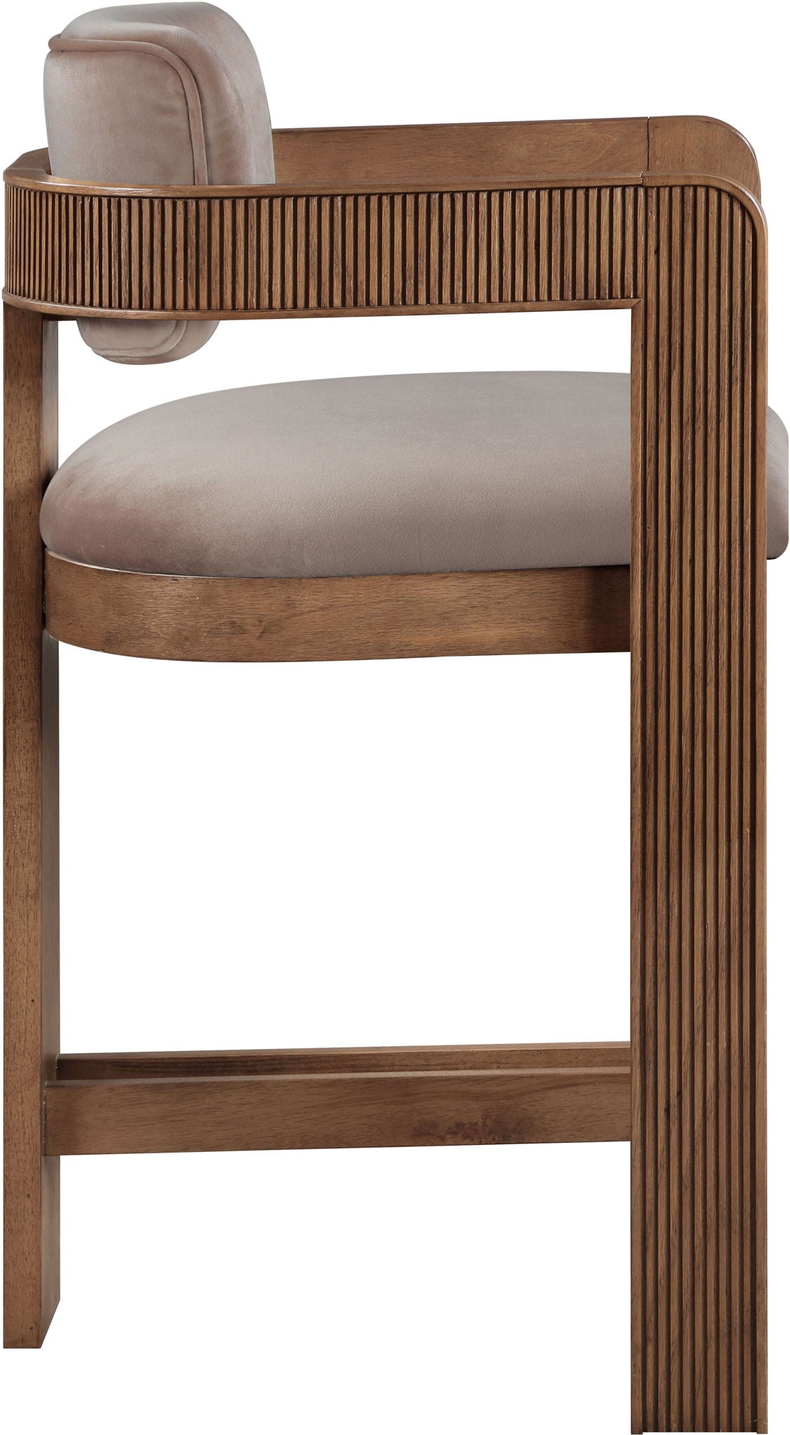 Sacha - Velvet Stool With Brown Base