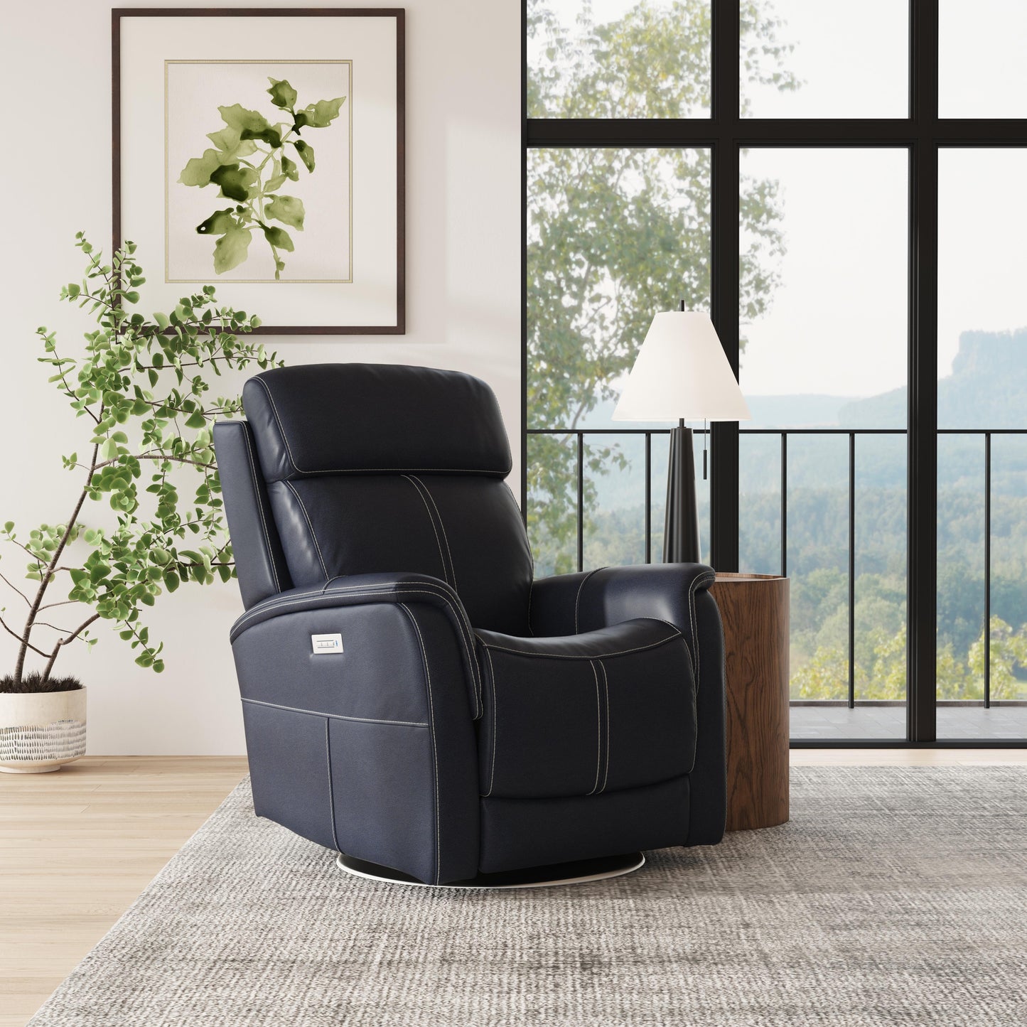 View - Power Reclining Sofa With Console, Power Headrest & Lumbar