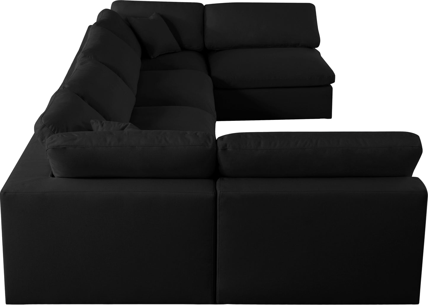 Serene - Linen Textured Fabric Deluxe Comfort Modular Sectional 6 Piece - Black - Fabric