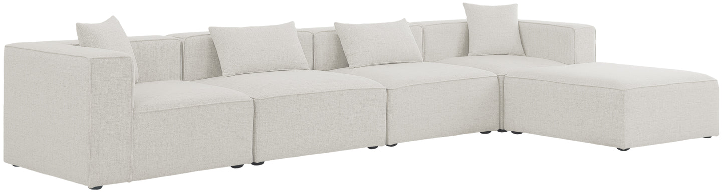 Cube - Modular Sectional 5 Piece - Cream - Fabric