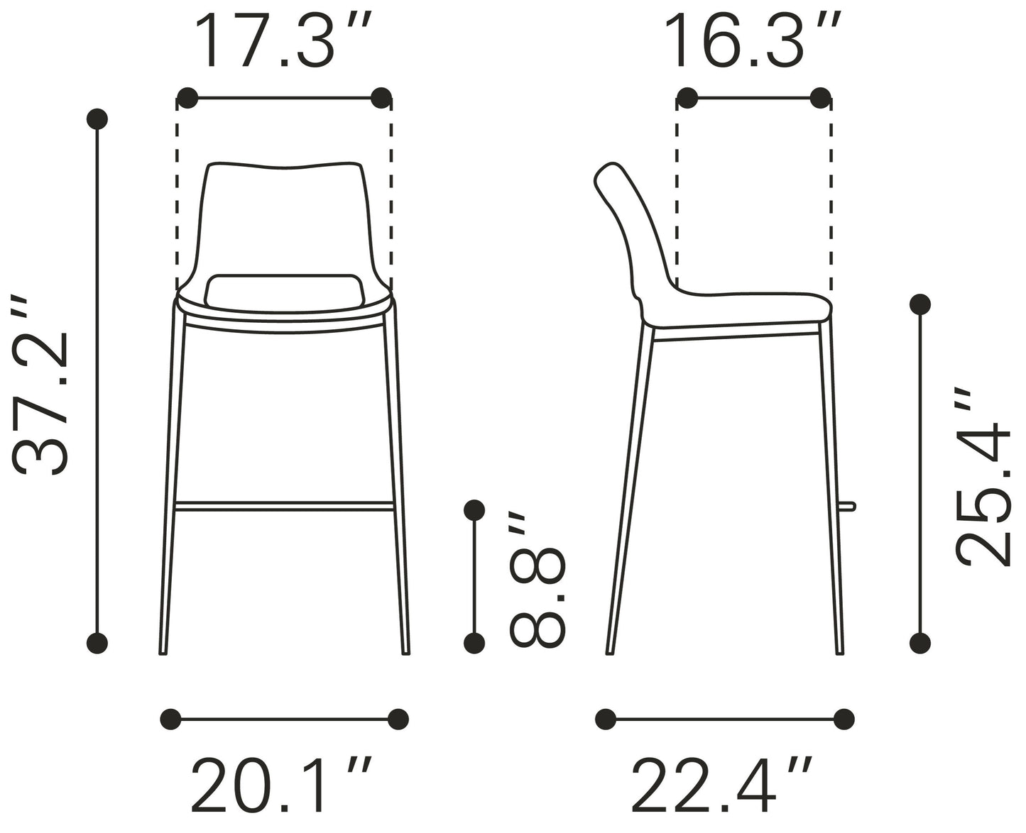 Ace - Counter Chair (Set of 2) - Walnut Legs