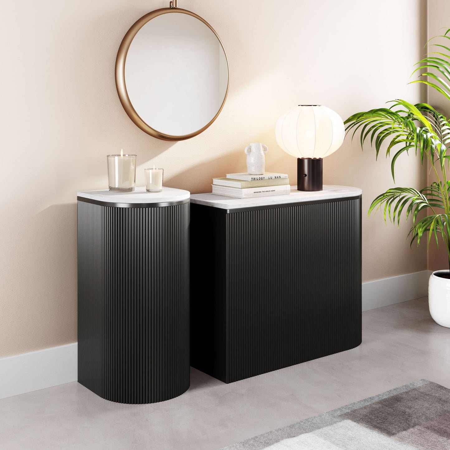 Ormara - Console Table Set - White / Black