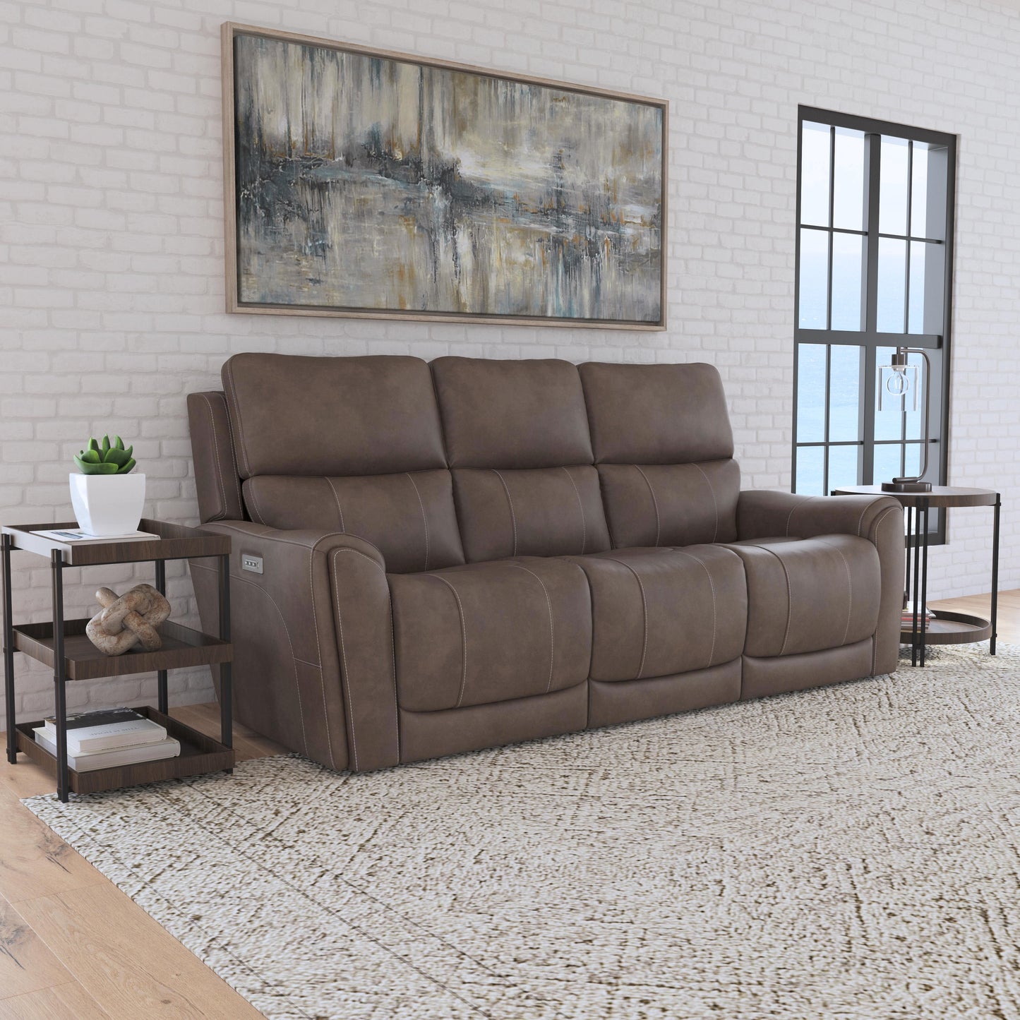 Carter - Power Reclining Sofa With Console & Power Headrests & Lumbar - Cappuccino
