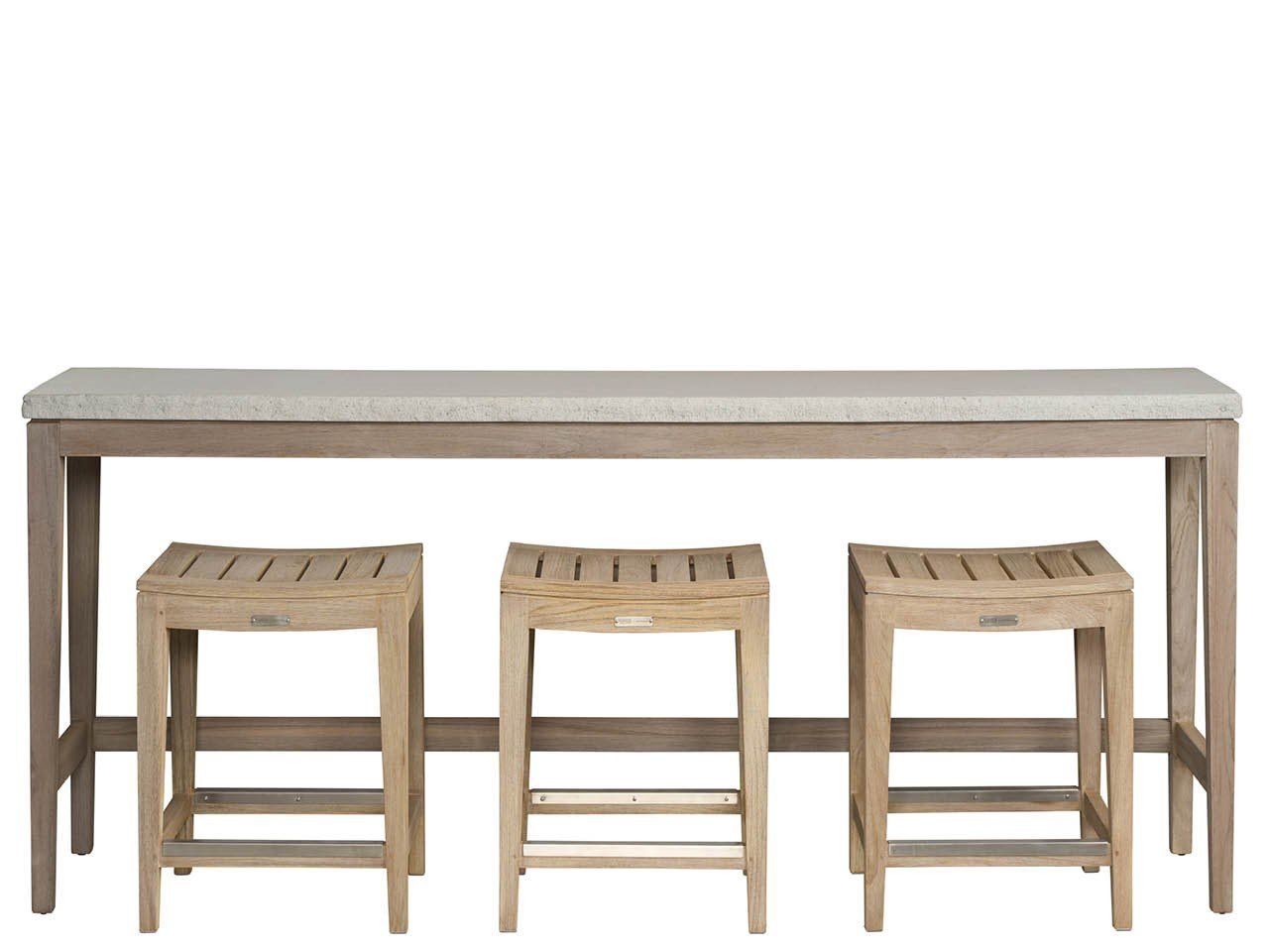 Coastal Living Outdoor / Saratoga - Console With Stools - Light Brown