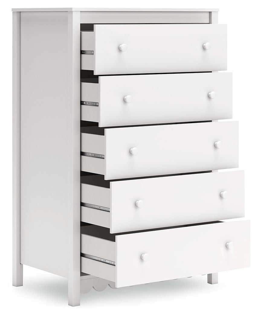 Hallityn - White - Five Drawer Chest