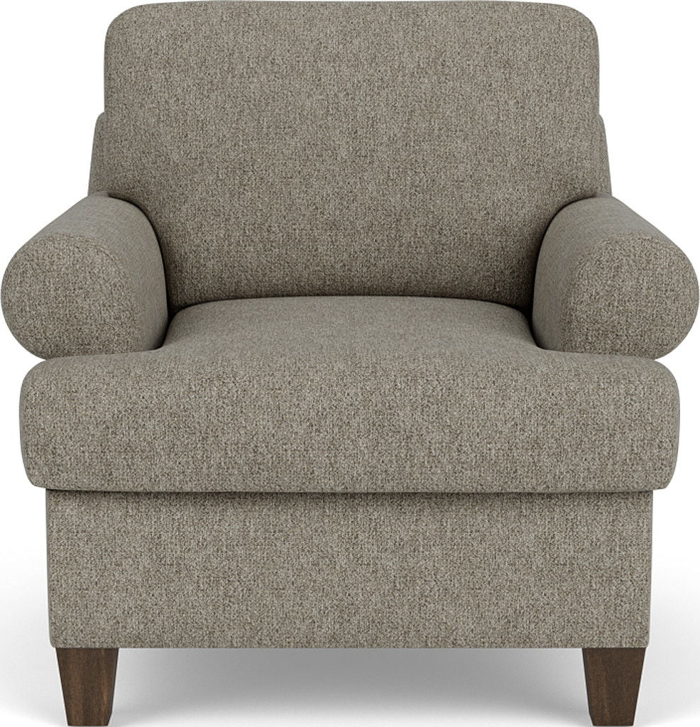 Moxy - Fabric Arm Chair, T-Shaped Seat Cushion, Curved Sock Arms