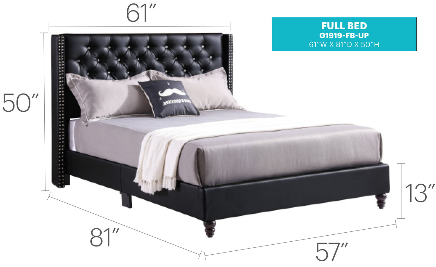 Glory Furniture - Julie - Faux Crystals Tufted Upholstered Bed