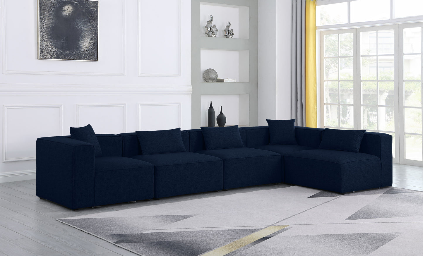 Cube - Linen 5 Piece Modular Sectional