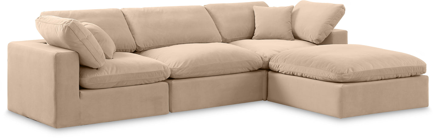 Comfy - 4 Piece Velvet Modular Sectional With Chaise