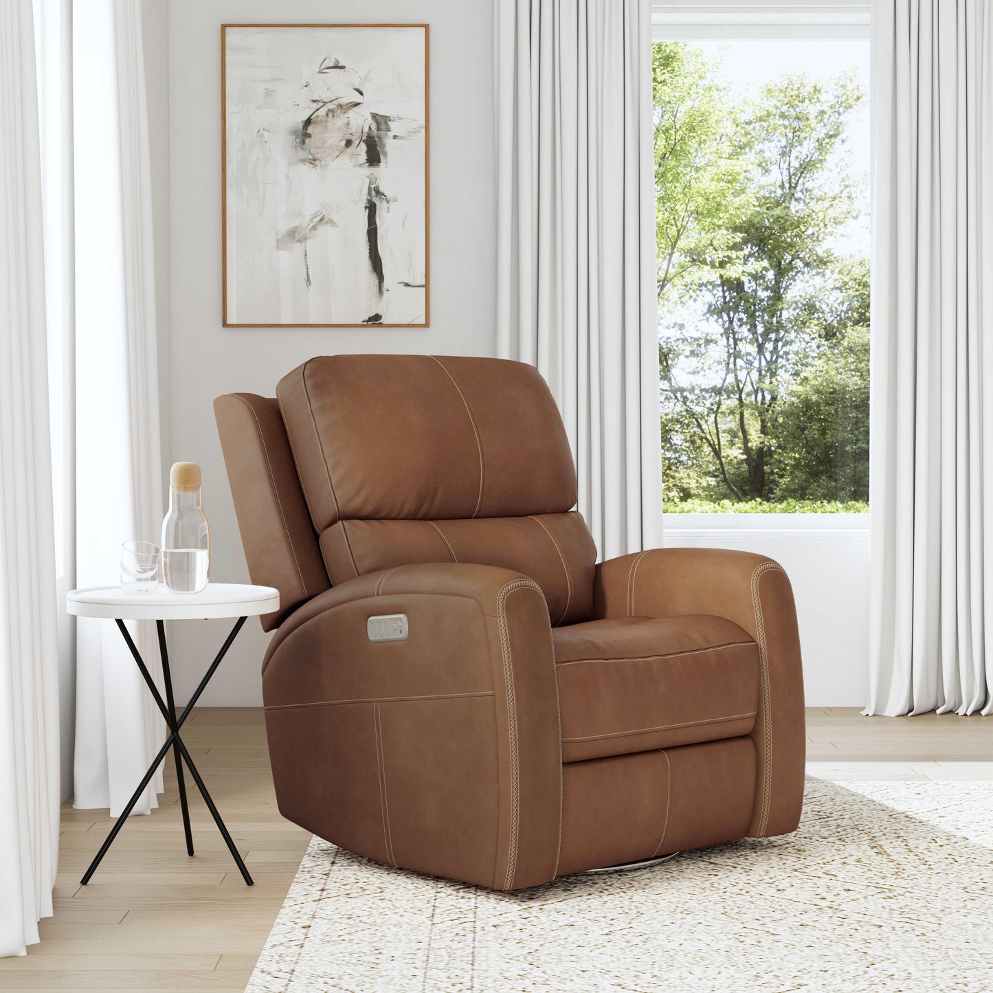 Linden - Power Swivel Gliding Recliner With Power Headrest, Lumbar, Heat & Massage