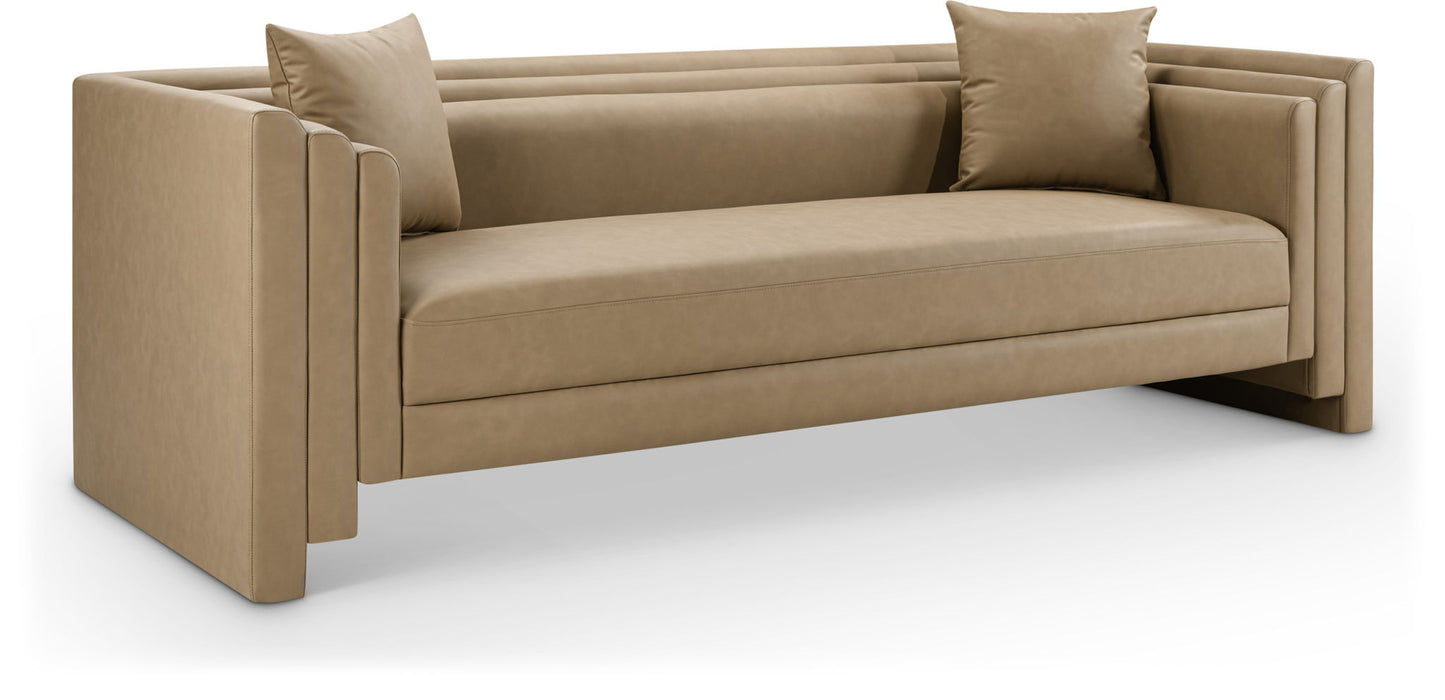 Everett - Vegan Leather 88.5" Upholstered Sofa - Tan