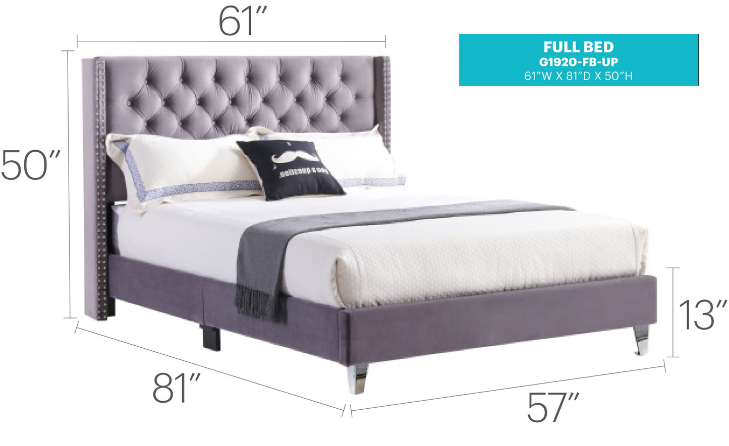 Glory Furniture - Julie - Faux Crystals Tufted Upholstered Bed
